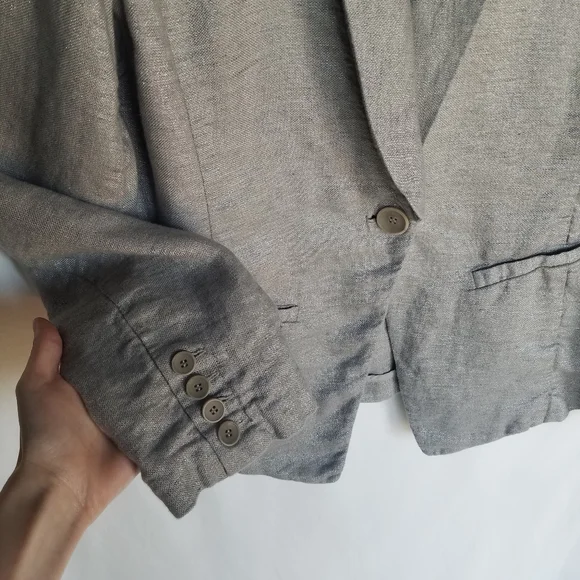 Eileen Fisher Gray Twinkle Linen Blazer - Picture 6 of 10